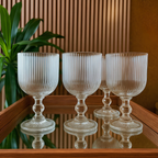 Jogo Taça de Vidro Grossa Até 12 Unidades Sofia Grafiato 380 ML Sofisticada e Elegante