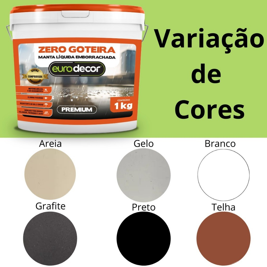 Manta Liquida Emborrachada Premium 1KG Ou 3,6KG Protege Lajes De Infiltração Goteiras e Vazamentos
