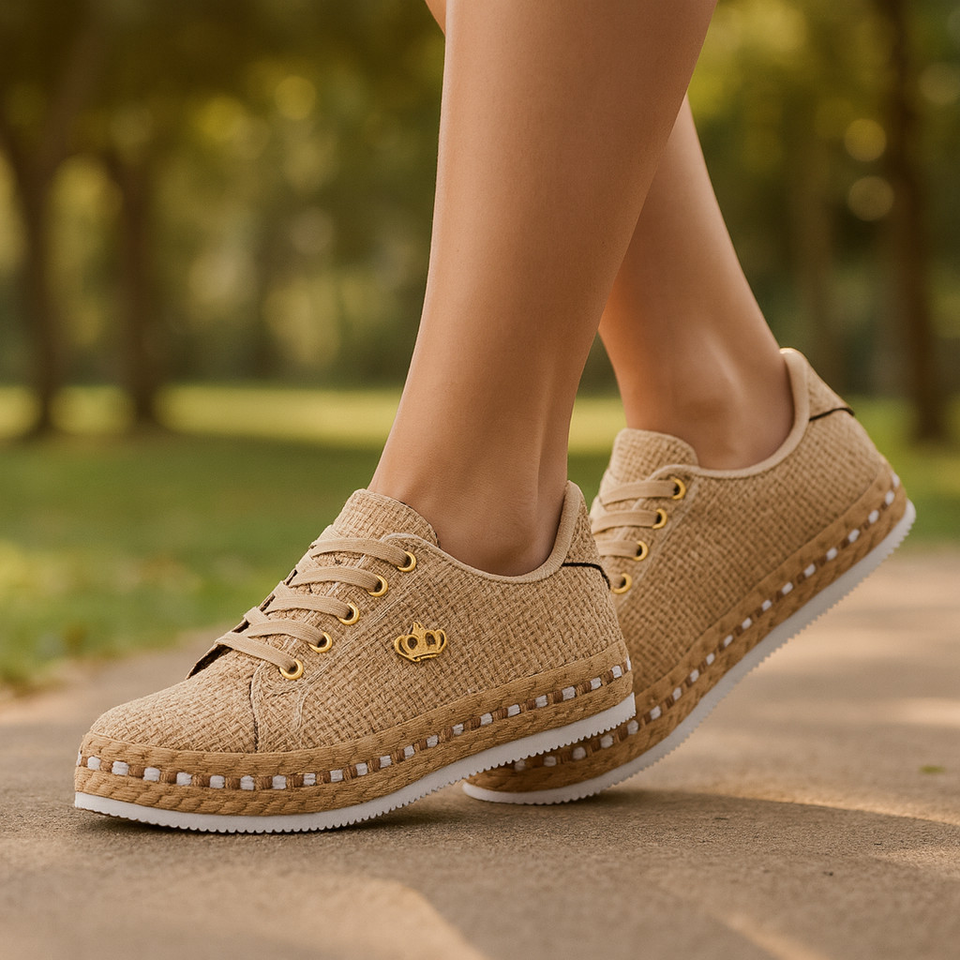 Tênis Casual feminino Palhinha Estiloso Antiderrapante Confortável Fachetado -Confortable Shoe Women